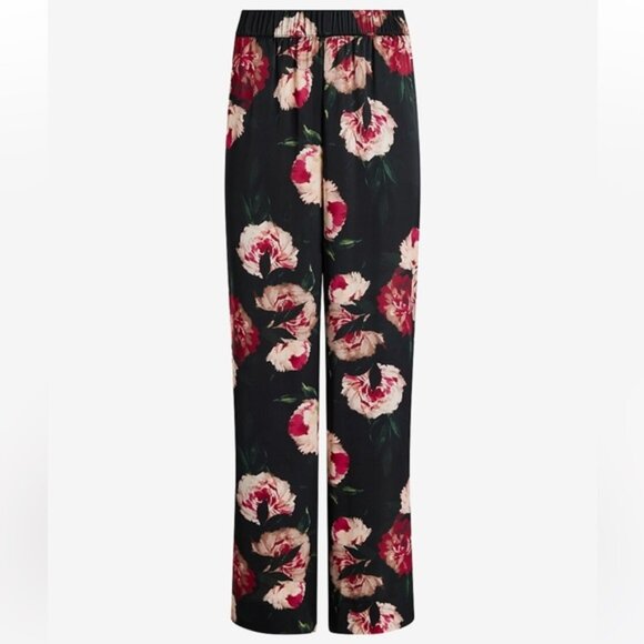 🆕 NWT Express Satin Pajama Set, Size Medium, Floral on Black - Picture 7 of 7